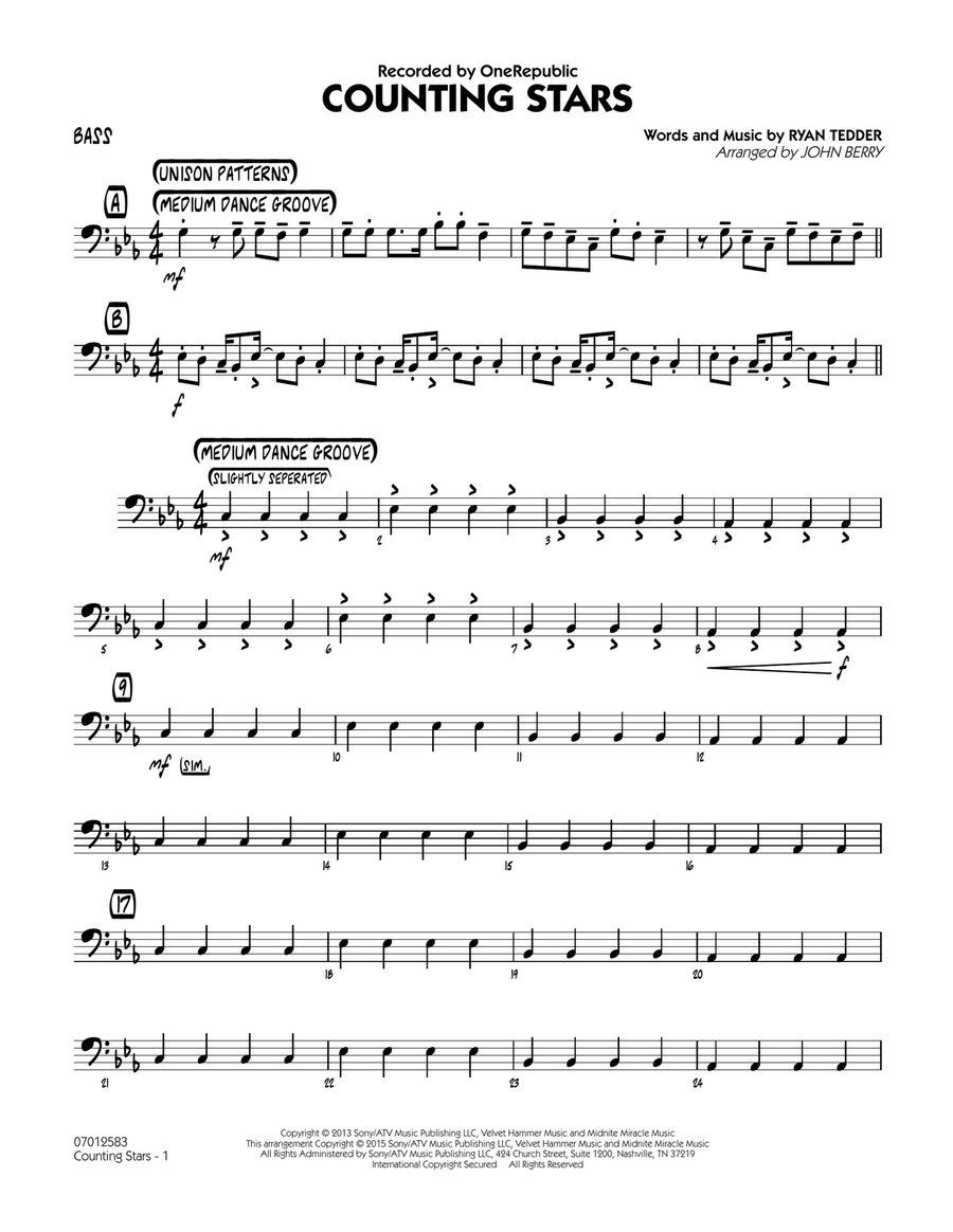 Counting Stars - Bass
