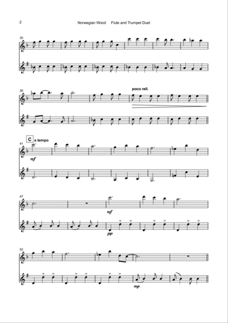 Norwegian Wood (this Bird Has Flown) Flute scores gallery preview page 3