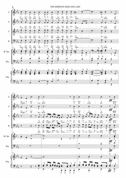Psalm 19 - THE IMMENCE SKIES DECLARE - B. Marcello - For SATB Choir, 2 Tpt, 2 Tbn and Organ image number null