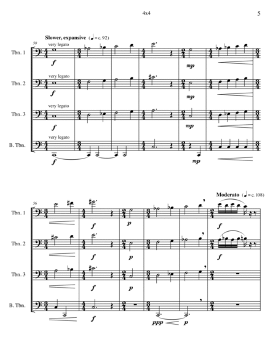 4x4 (for trombone quartet) Trombone Quartet scores gallery preview page 5