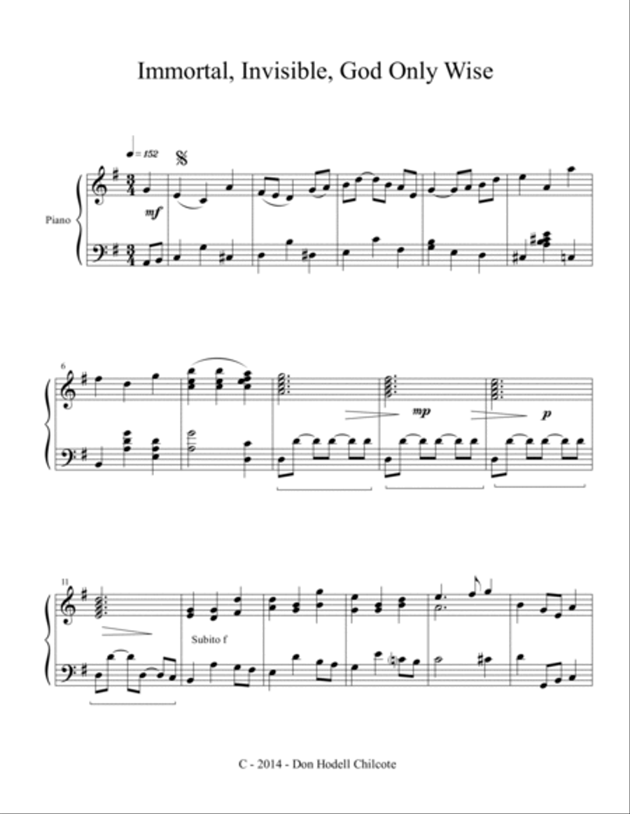 Immortal Invisible God Only Wise Harpsichord scores gallery preview page 2