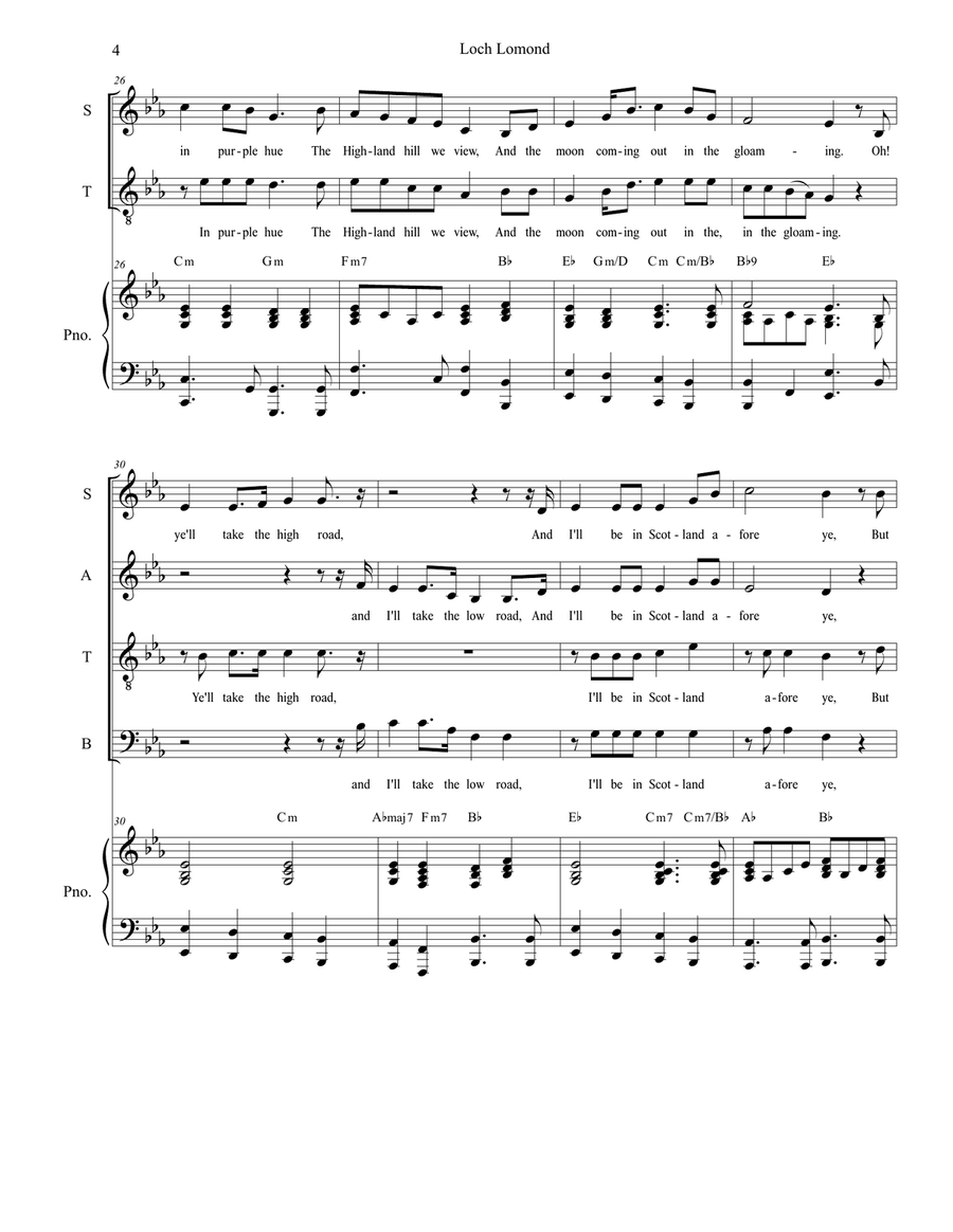 Loch Lomond (SATB) 4-Part scores gallery preview page 4