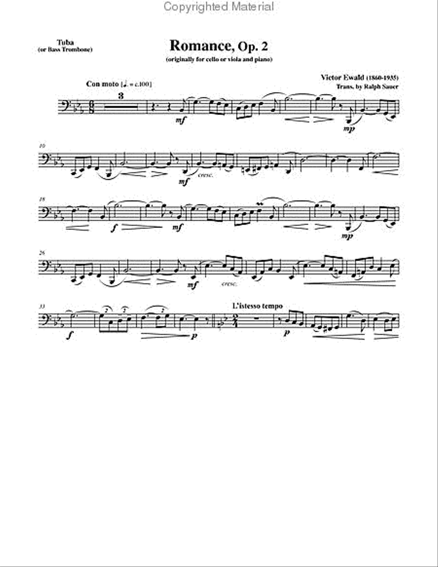 Romance, Op. 2 for Tuba & Piano Tuba scores gallery preview page 2