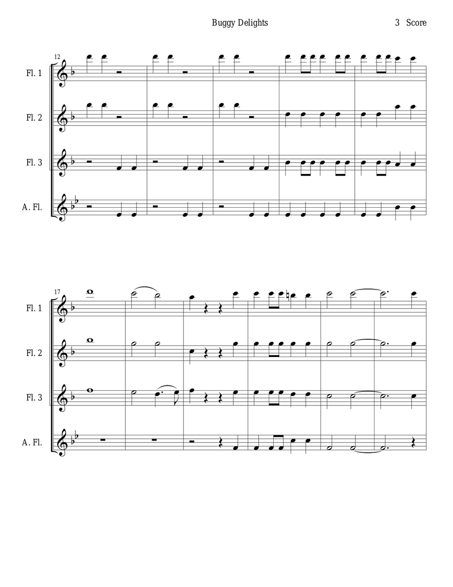 Buggy Delights, Insect Music for Flute Quartet - Score Only Flute Quartet scores gallery preview page 3