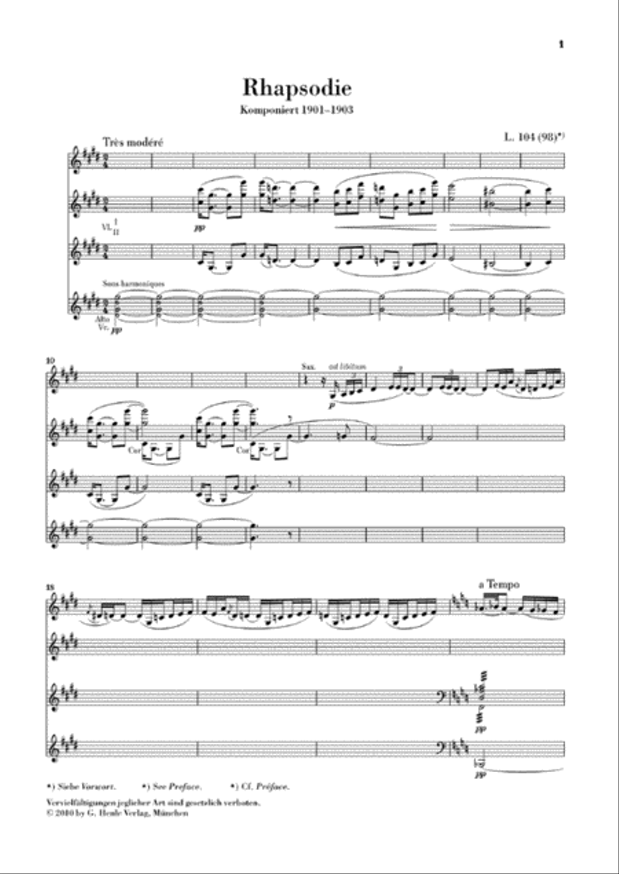 Rhapsody for Alto Saxophone and Orchestra