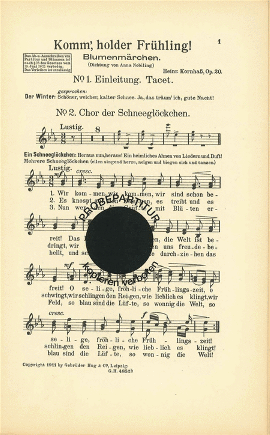 Komm holder Fruhling Komm holder Fruhling Choir scores gallery preview page 1