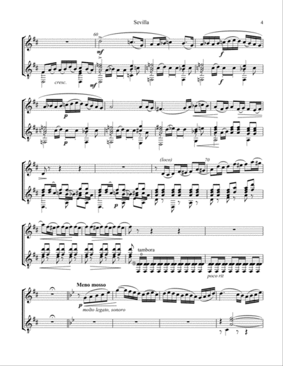 Sevilla Op. 47 No. 3 for flute and guitar (D Major) Flute scores gallery preview page 5