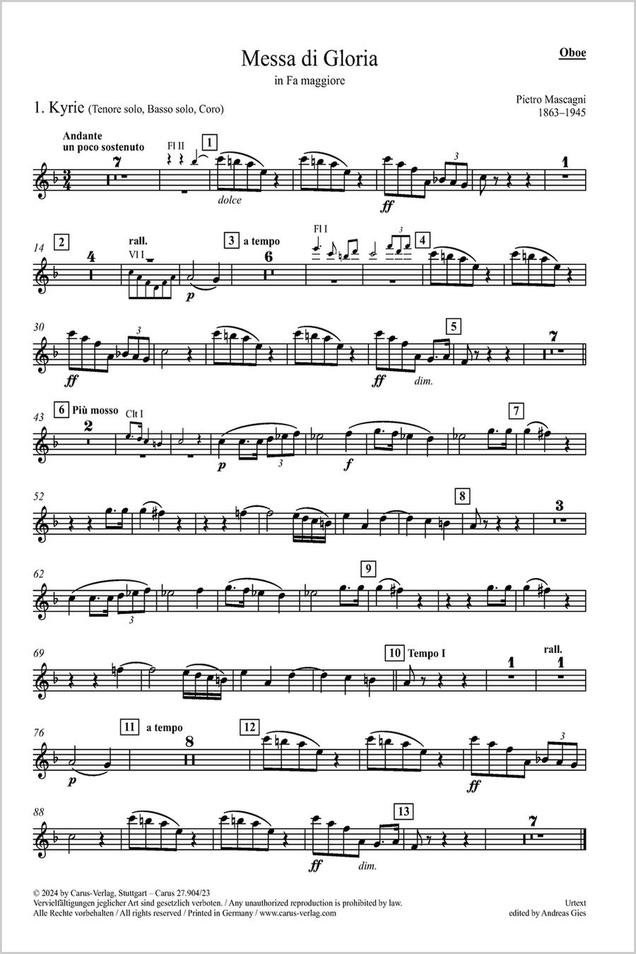 Messa di Gloria Oboe Solo scores gallery preview page 1