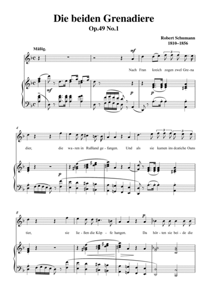 Schumann-Die beiden Grenadiere in d minor for Voice and Piano