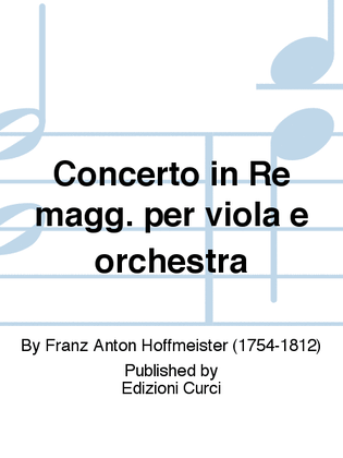 Book cover for Concerto in Re magg. per viola e orchestra