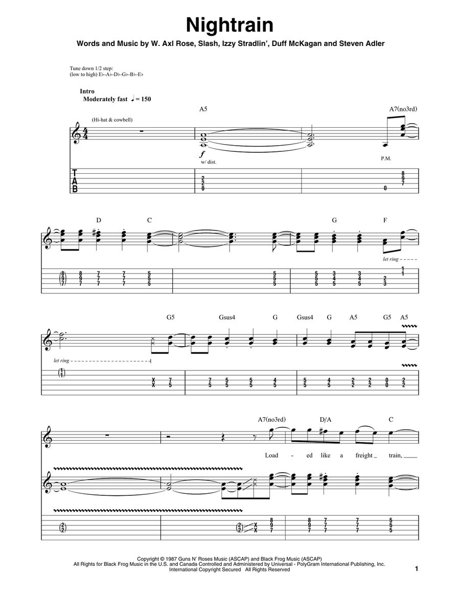 Nightrain Nightrain Acoustic Guitar scores gallery preview page 1