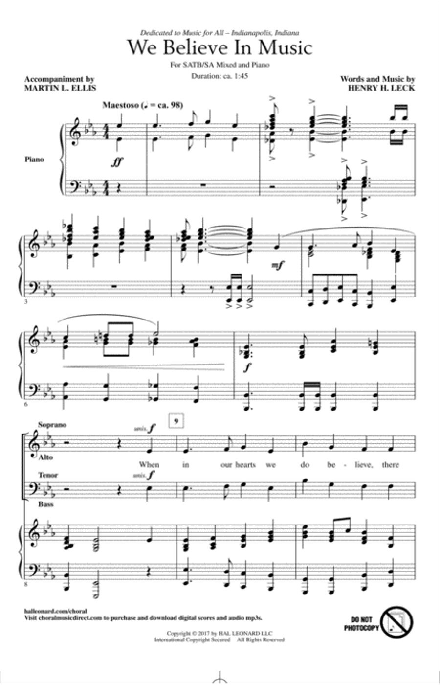 We Believe In Music Choir scores gallery preview page 1
