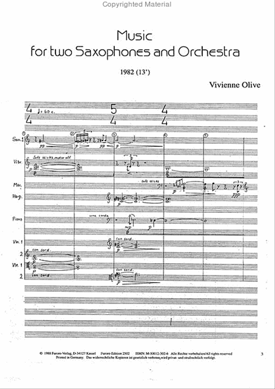 Music for two Saxophones and Orchestra (12') Saxophone Duet scores gallery preview page 2