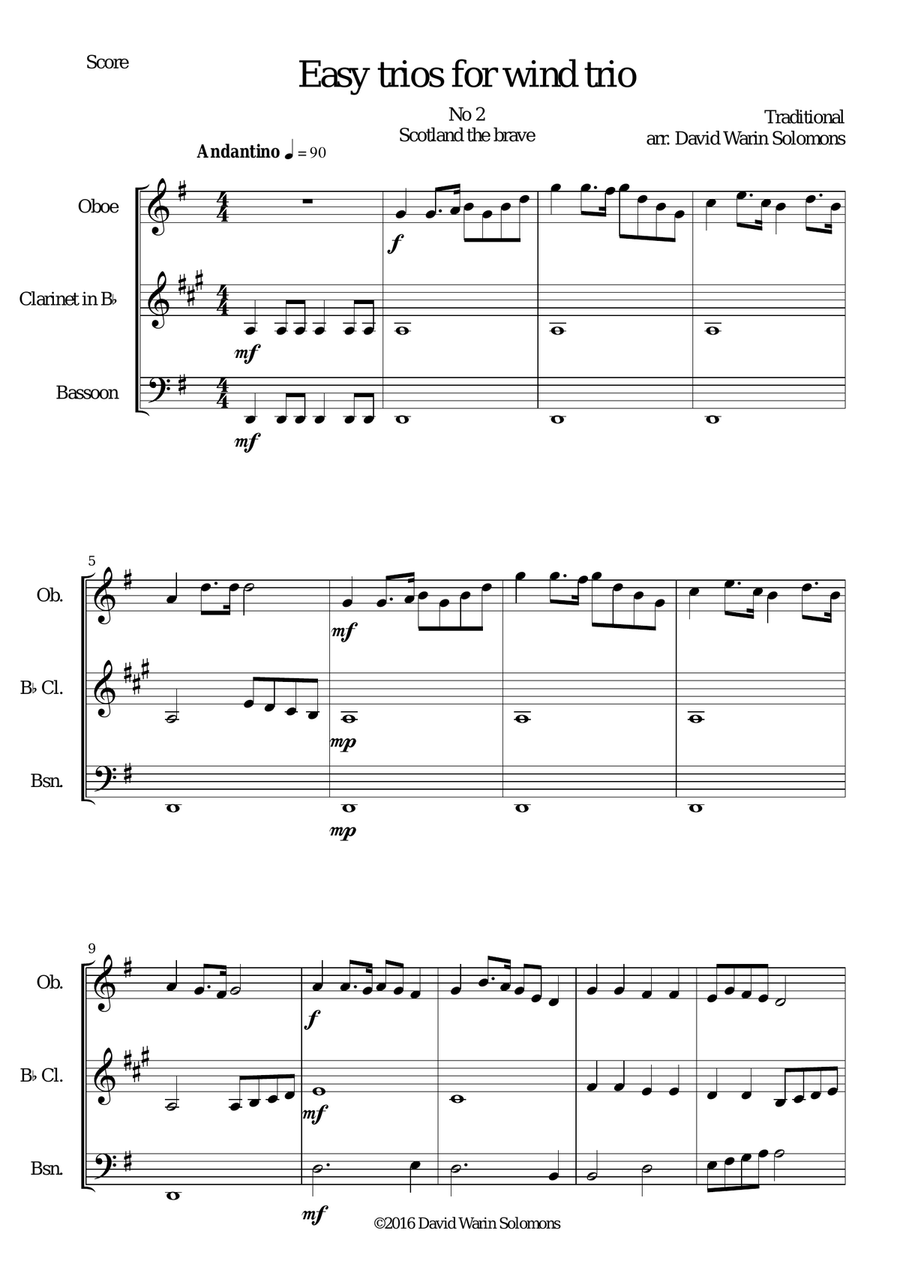 15 easy wind trios (oboe, clarinet, bassoon) Woodwind Trio scores gallery preview page 6