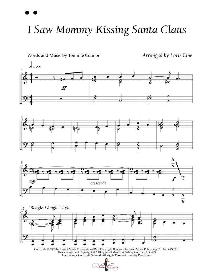 I Saw Mommy Kissing Santa Claus Piano Solo scores gallery preview page 1