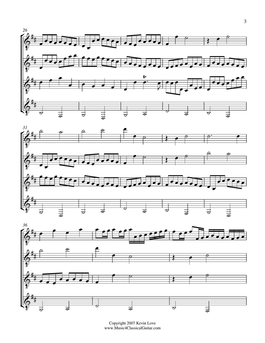 Canon in D (Guitar Quartet) - Score and Parts Guitar Ensemble scores gallery preview page 3
