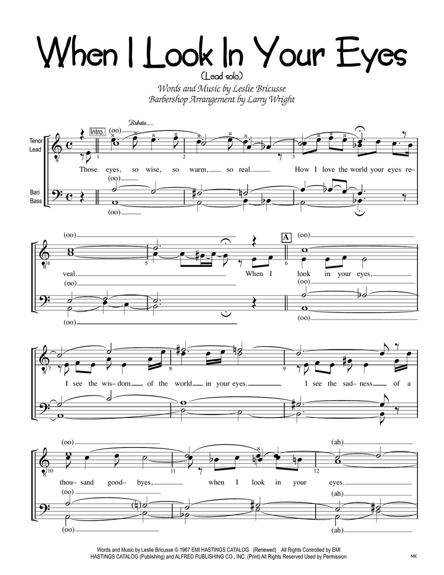 When I Look In Your Eyes TTBB scores gallery preview page 1