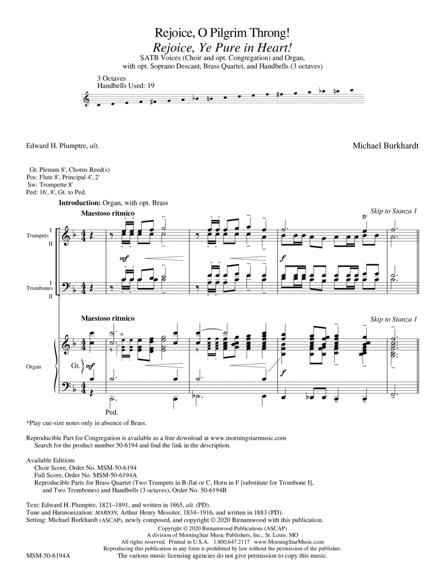 Rejoice, O Pilgrim Throng! Choir scores gallery preview page 1