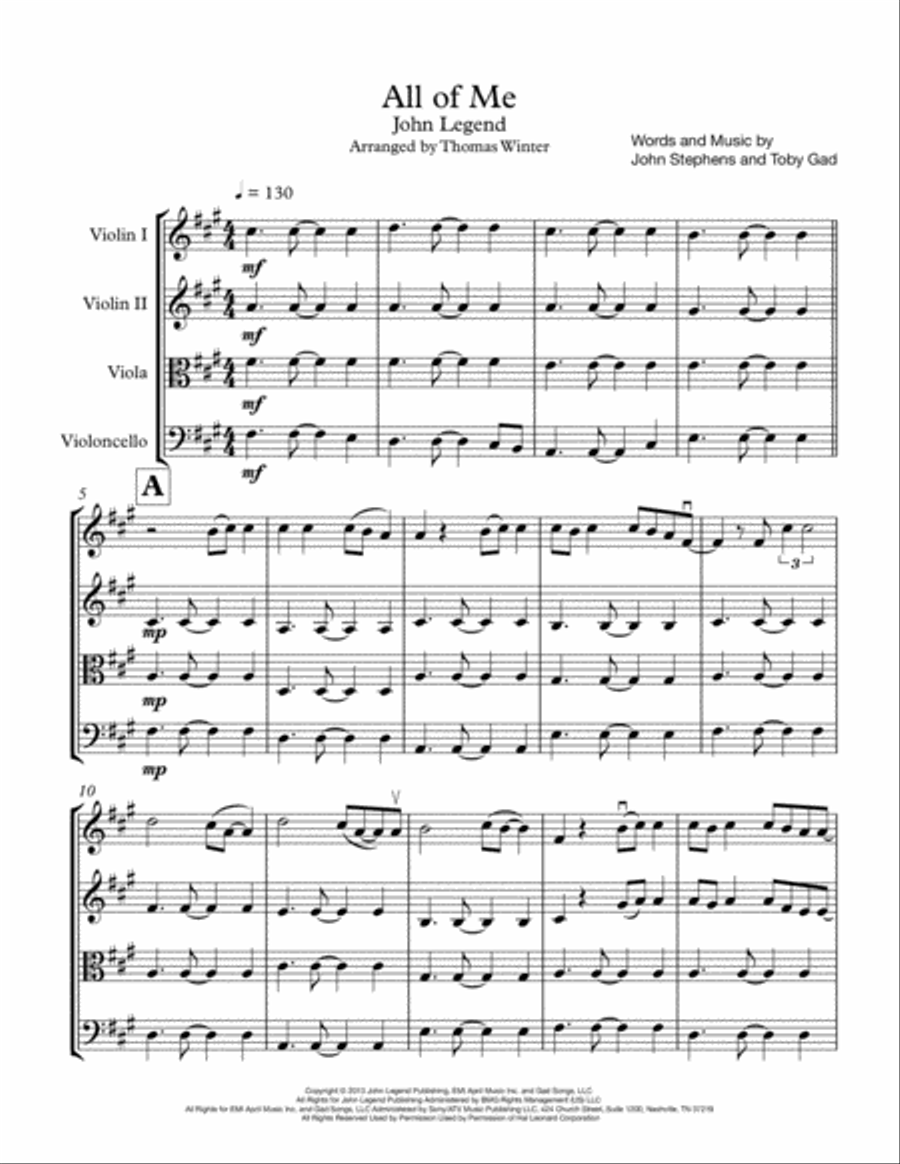 All Of Me All Of Me String Quartet scores gallery preview page 1