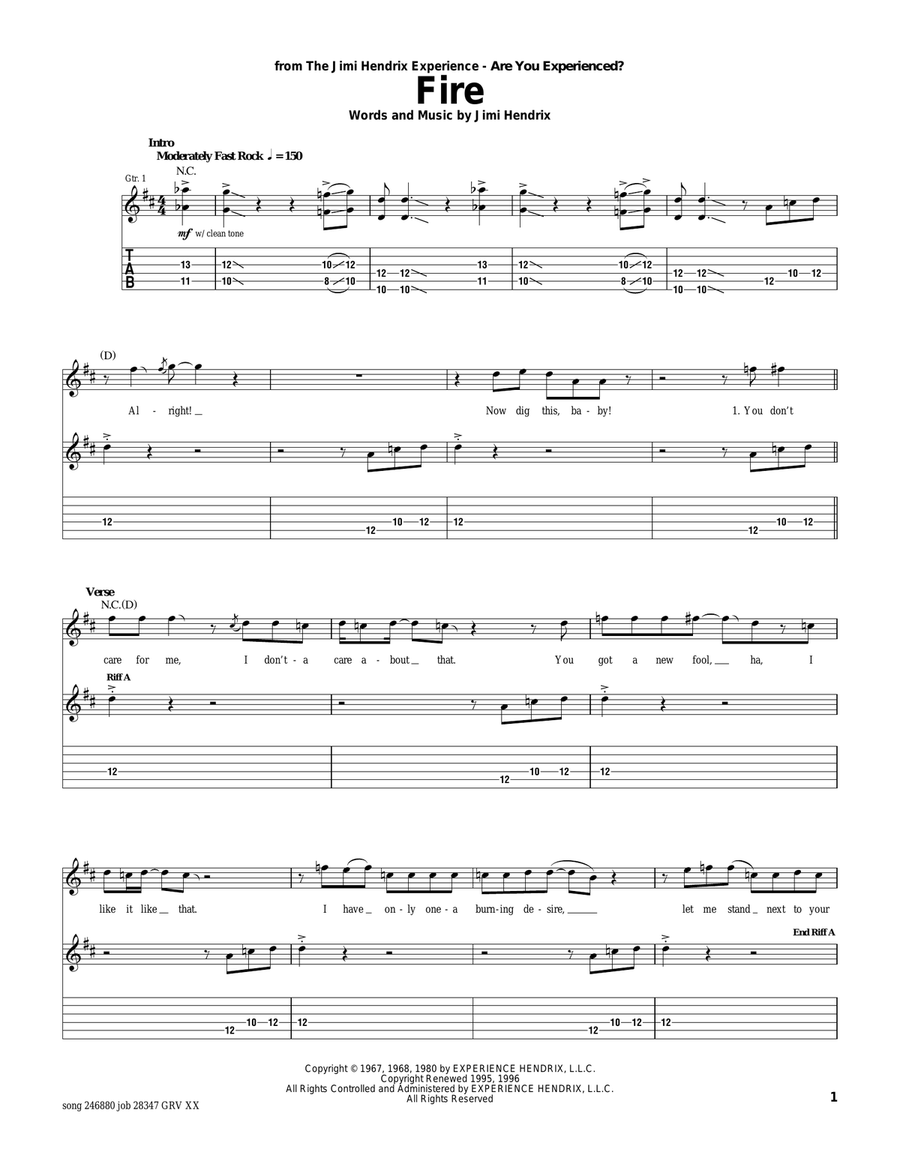 Fire Electric Guitar scores gallery preview page 1