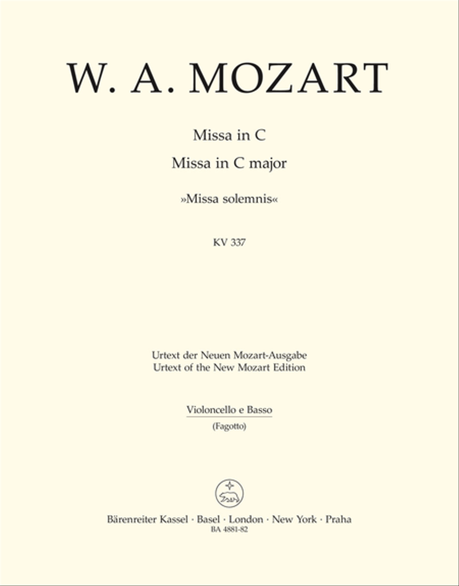 Missa C major, KV 337 'Missa solemnis' Bassoon scores gallery preview page 1