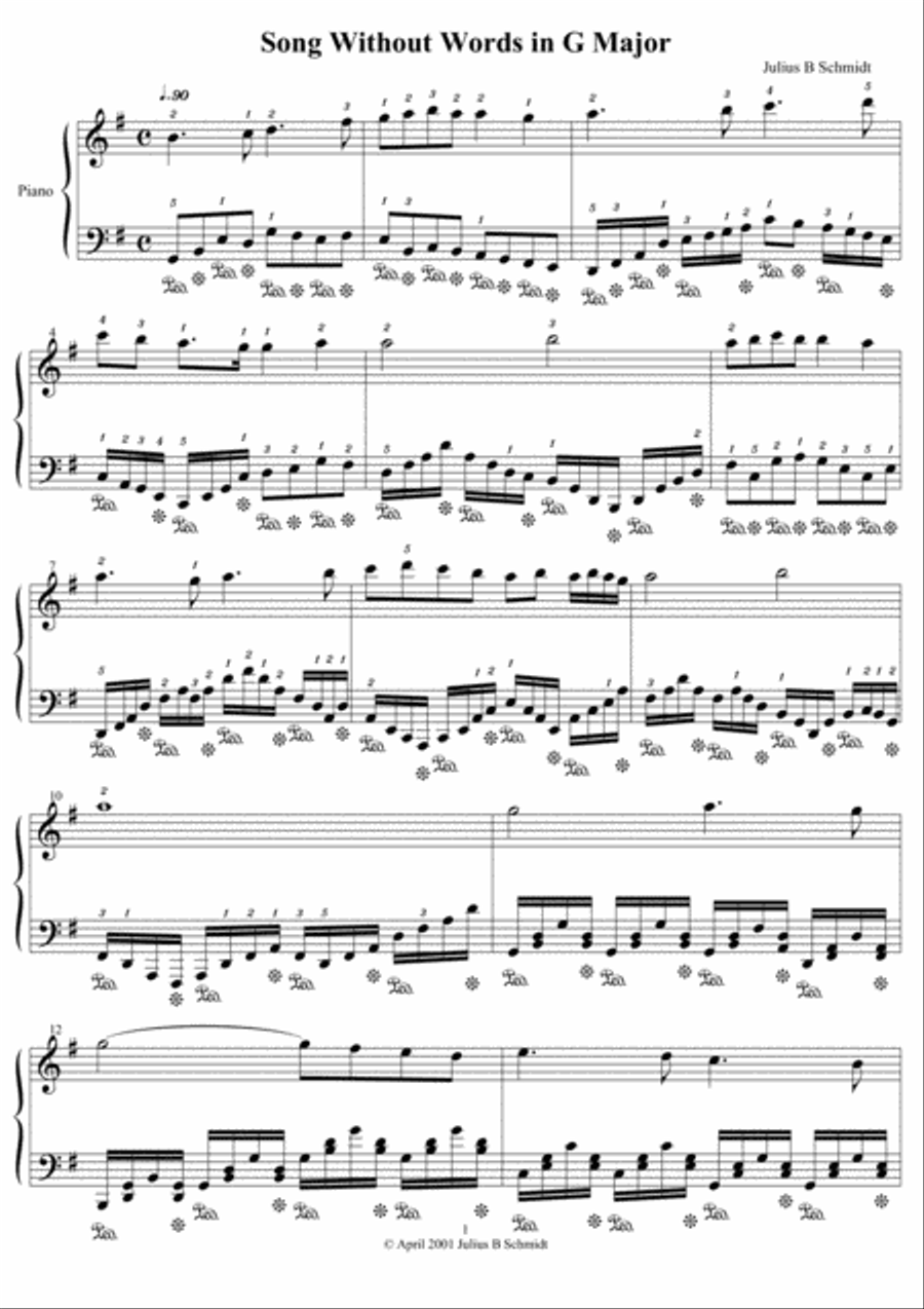 Song Without Words Set 2, No. 1 in G Major Piano Solo scores gallery preview page 2