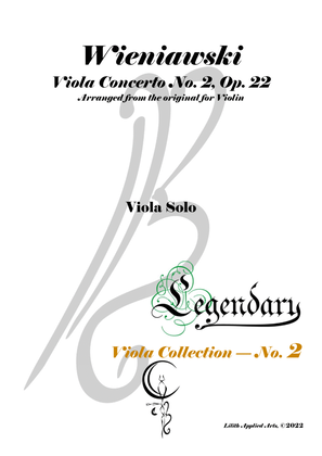 Book cover for Wieniawski - Viola Concerto No. 2, Op. 22 - Legendary Viola Collecton - No. 2