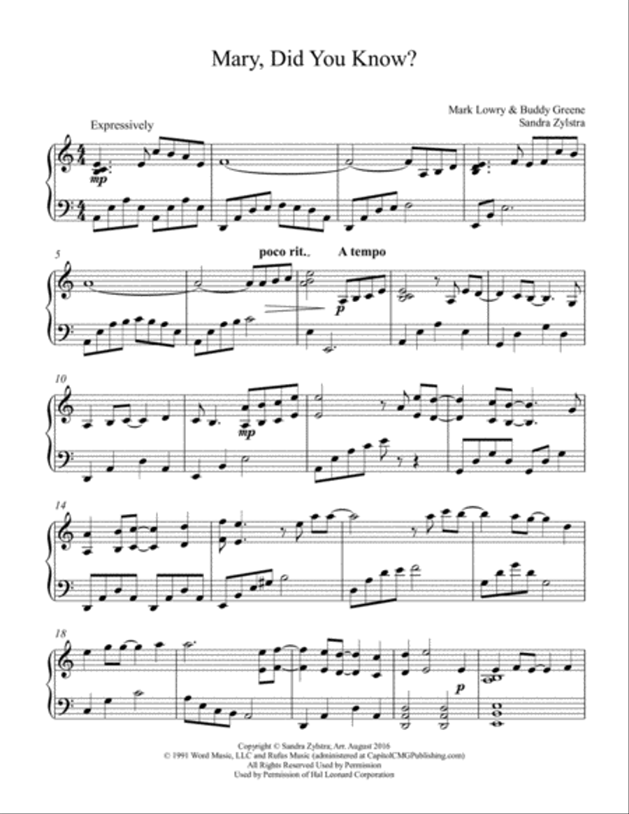 Mary, Did You Know? Piano Solo scores gallery preview page 2