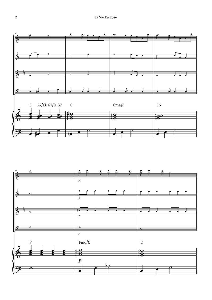 La Vie En Rose Woodwind Quartet scores gallery preview page 2