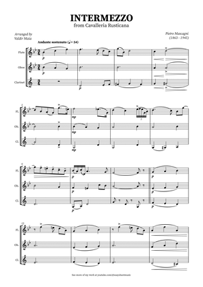 Intermezzo from Cavalleria Rusticana for Wind Trio (Flute, Oboe, Clarinet) in B-flat Major
