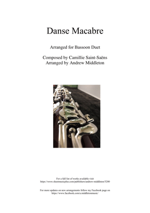 Book cover for Danse Macabre arranged for Bassoon Duet