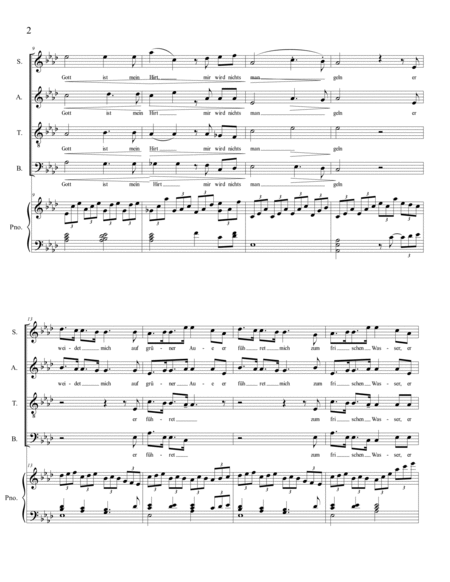 SCHUBERT - PSALM 23 - Arr. for SATB Choir and Piano (With Piano Part) image number null