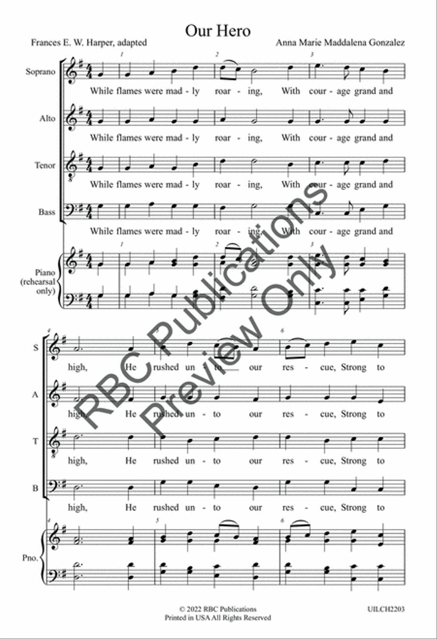 Our Hero (SATB) Our Hero (SATB) 4-Part scores gallery preview page 3