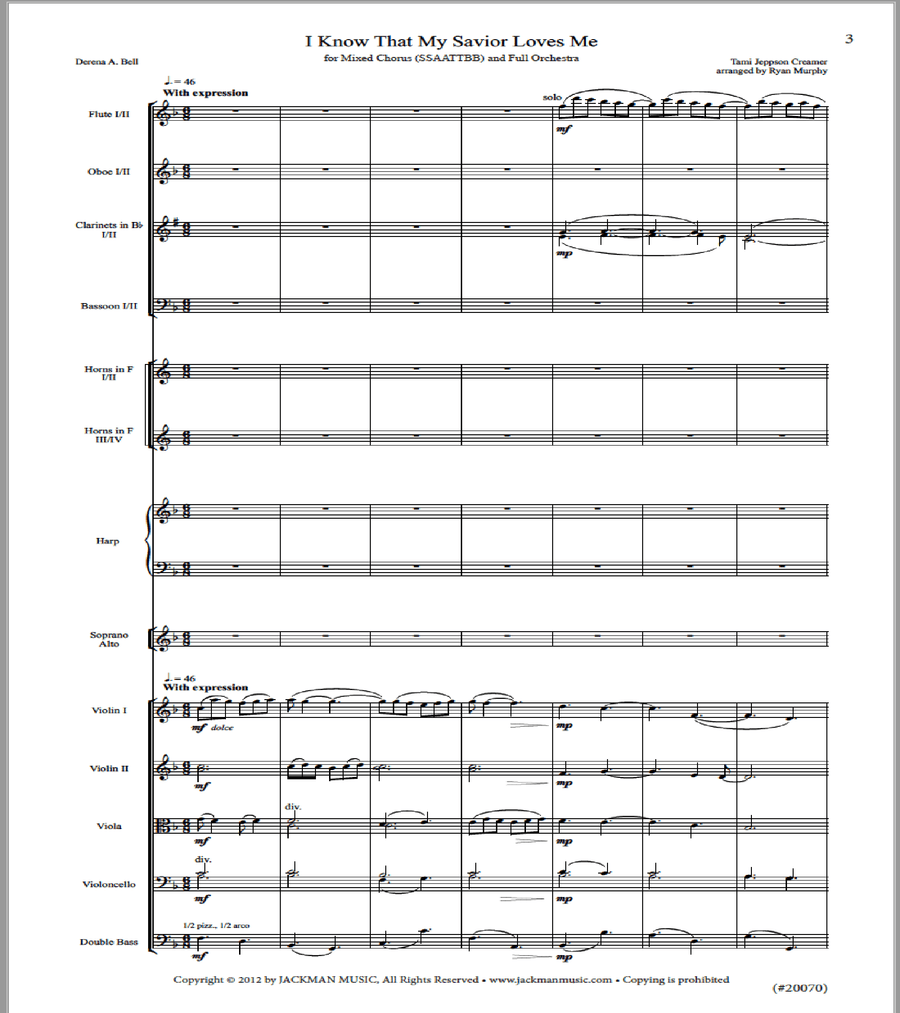 I Know That My Savior Loves Me - Orchestration Set of Parts scores gallery preview page 2