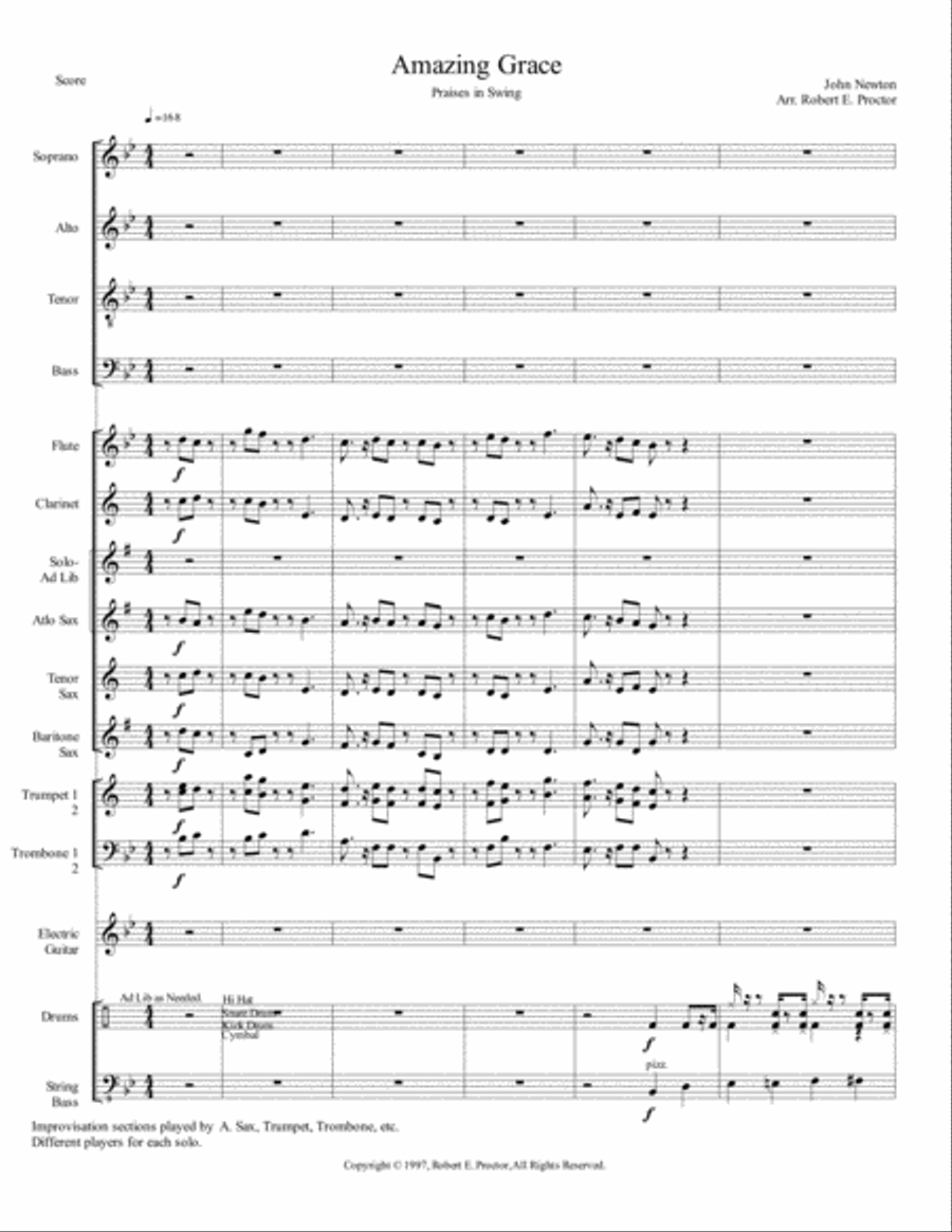 Amazing Grace - Jazz or Big Band 4-Part scores gallery preview page 2