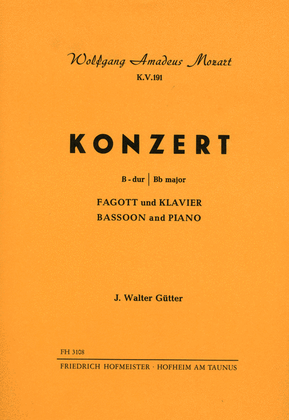 Book cover for Konzert B-Dur fur Fagott und Orchester, KV 191 / KlA