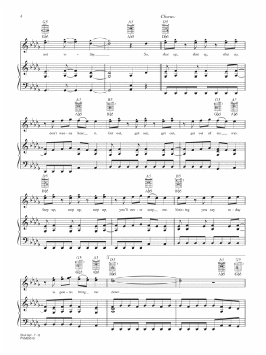 Shut Up! Piano, Vocal, Guitar scores gallery preview page 3
