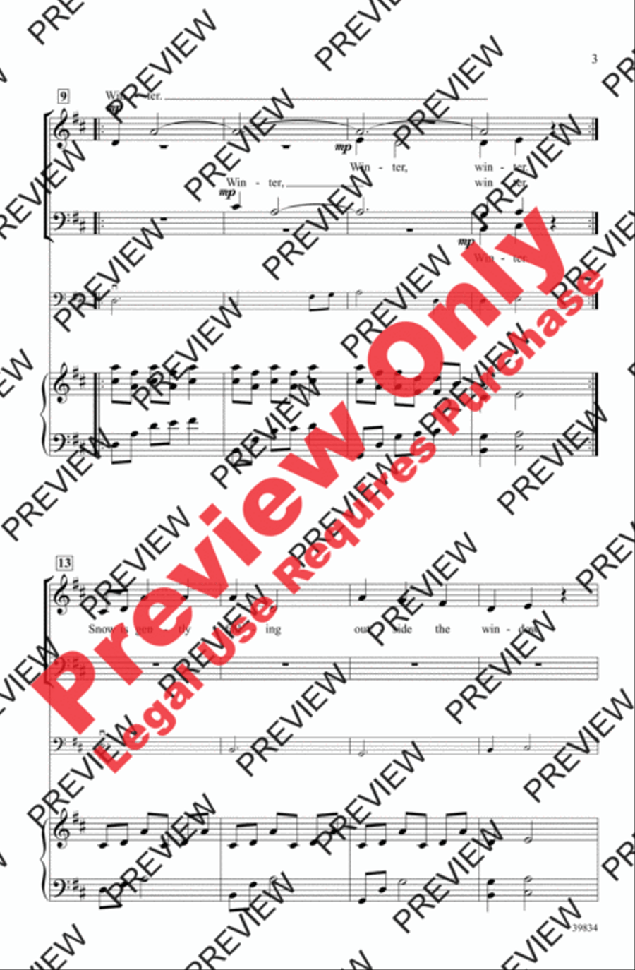 Under Winter Moon 4-Part scores gallery preview page 14