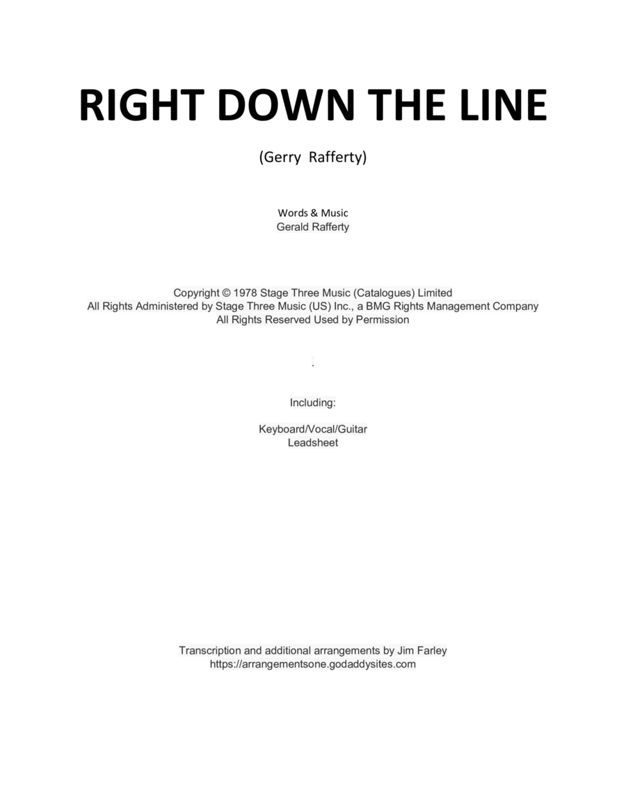 Right Down The Line Piano, Vocal, Guitar scores gallery preview page 1