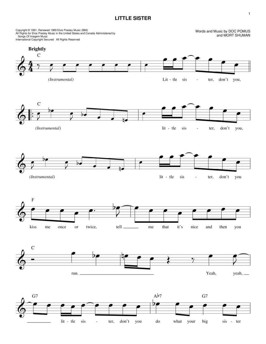 Little Sister Little Sister Piano scores gallery preview page 1