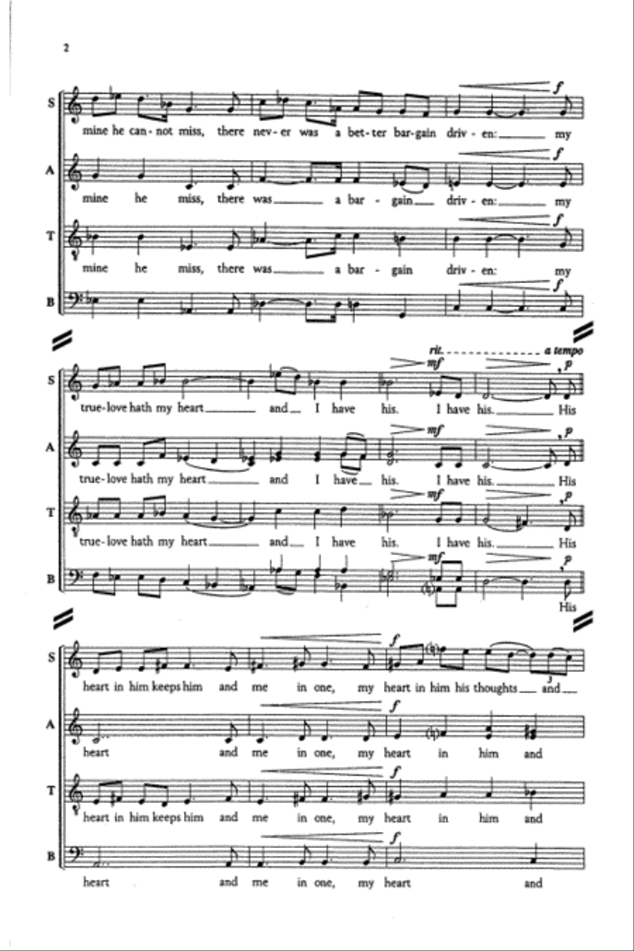 A Ditty (from O, Mistress mine) 4-Part scores gallery preview page 3