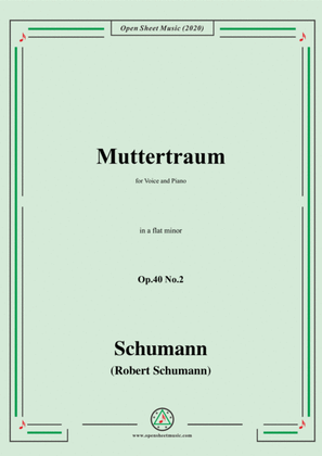 Book cover for Schumann-Muttertraum Op.40 No.2,in a flat minor