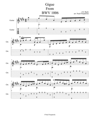 Book cover for Gigue From BWV 1006-Partita No.3 For Guitar