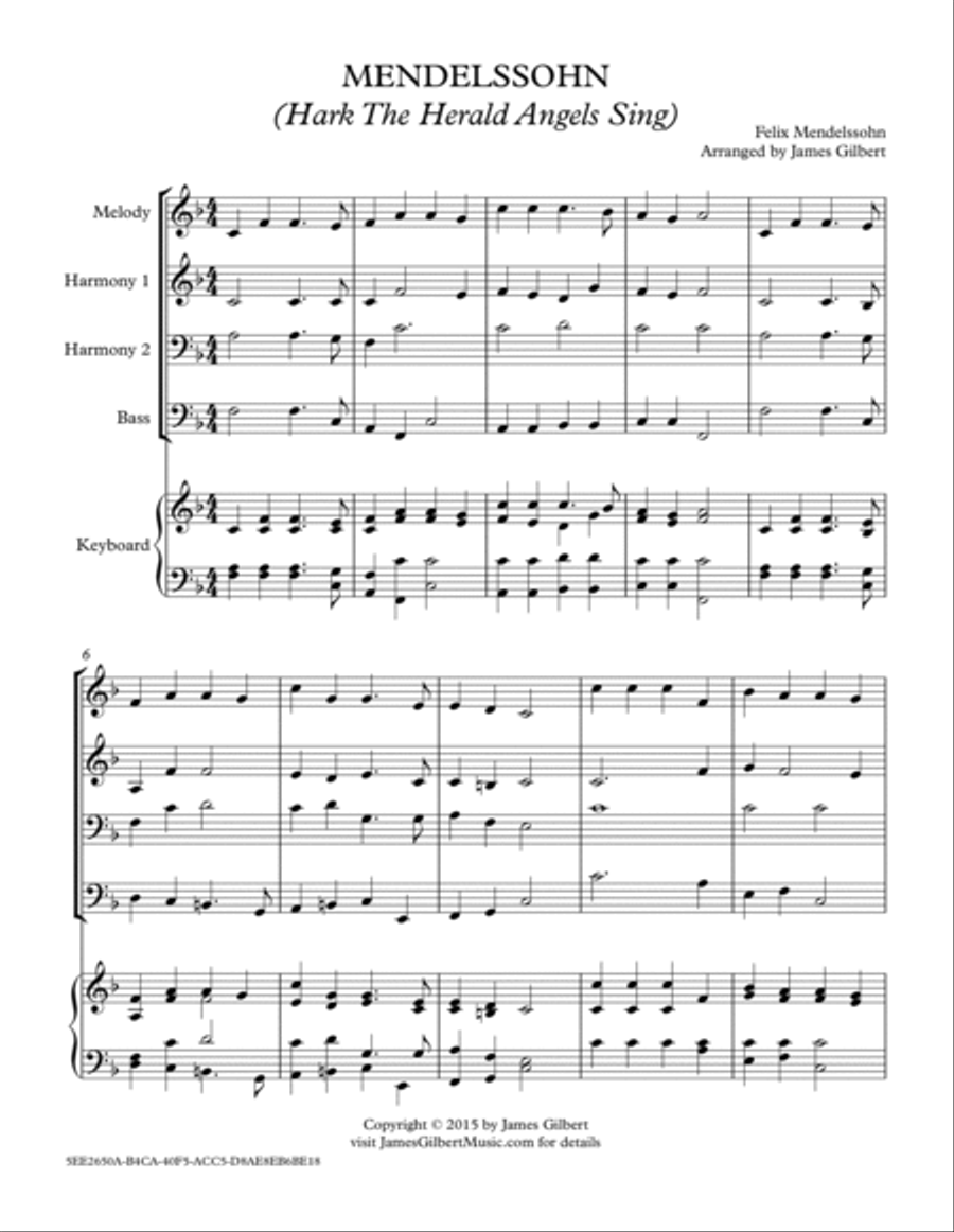 MENDELSSOHN (Hark, The Herald Angels Sing) Small Ensemble scores gallery preview page 2