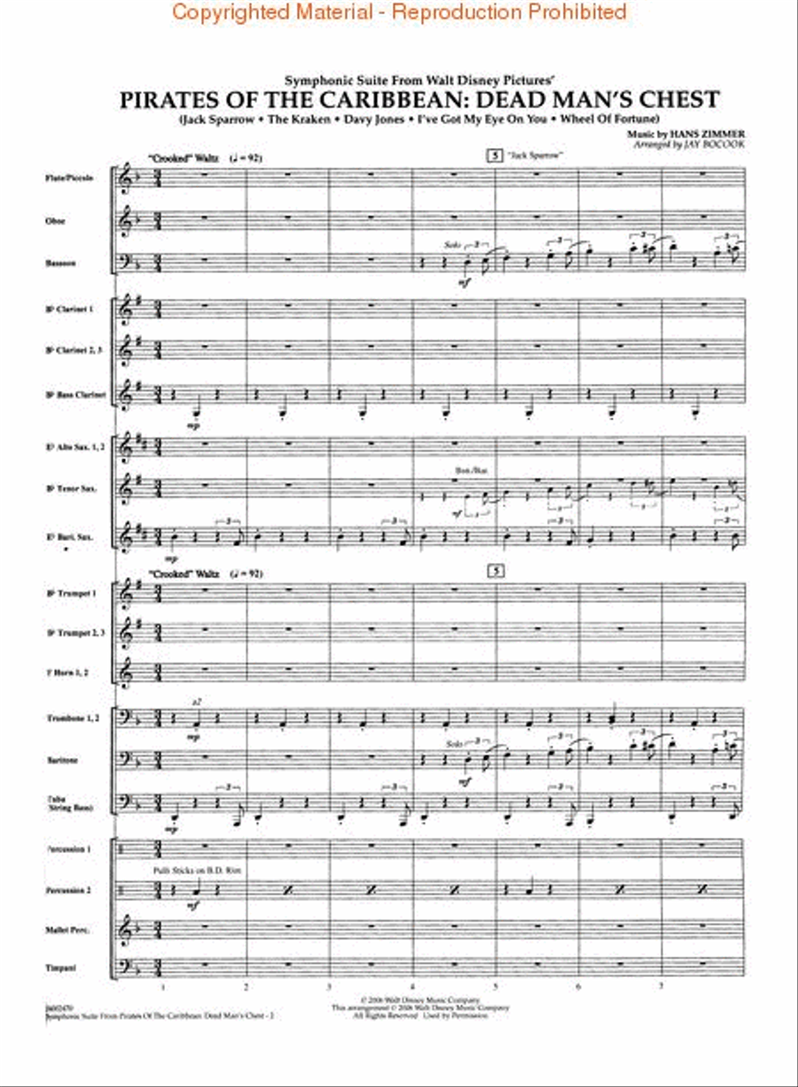 Symphonic Suite from Pirates of the Caribbean: Dead Man's Chest Concert Band scores gallery preview page 3