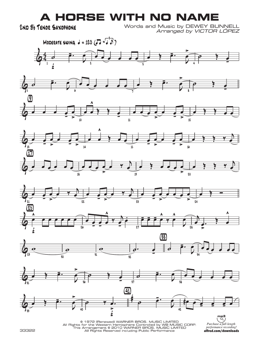 A Horse with No Name: 2nd B-flat Tenor Saxophone