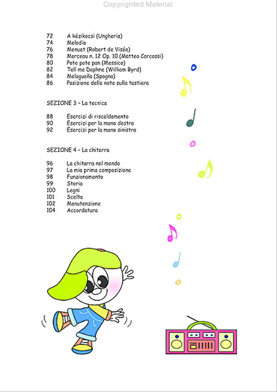 La chitarra di Dulcita e Pepito (Livello 1). Metodo progressivo per lo studio della chitarra classica con musiche, letture, curiosità, informazioni e tanti disegni da colorare Acoustic Guitar scores gallery preview page 7