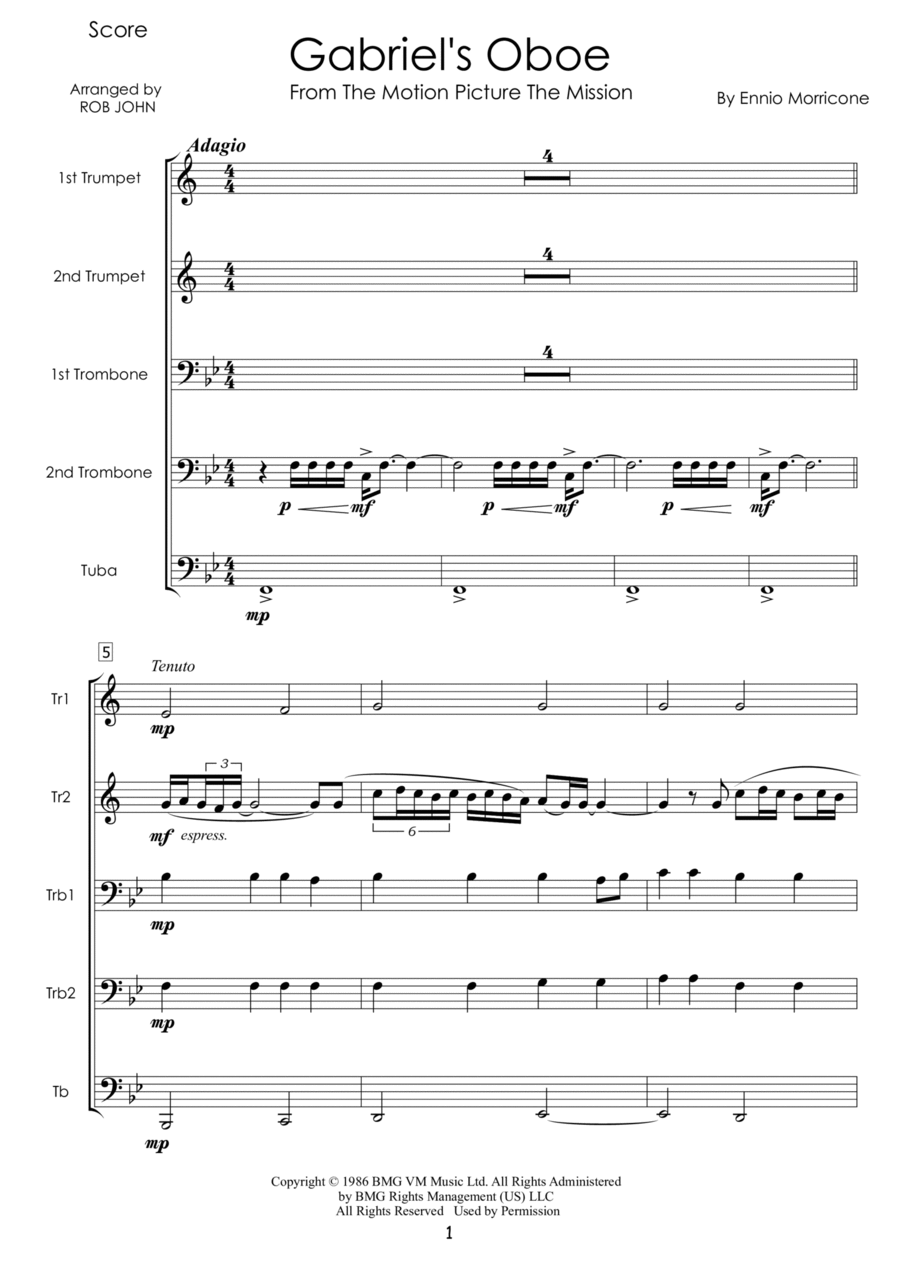 Gabriel's Oboe Gabriel's Oboe School and Community scores gallery preview page 1