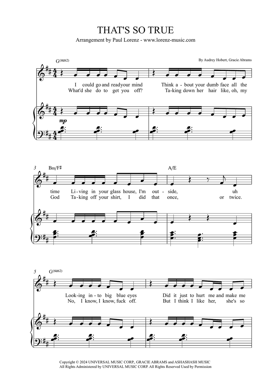 That's So True Piano, Vocal scores gallery preview page 1