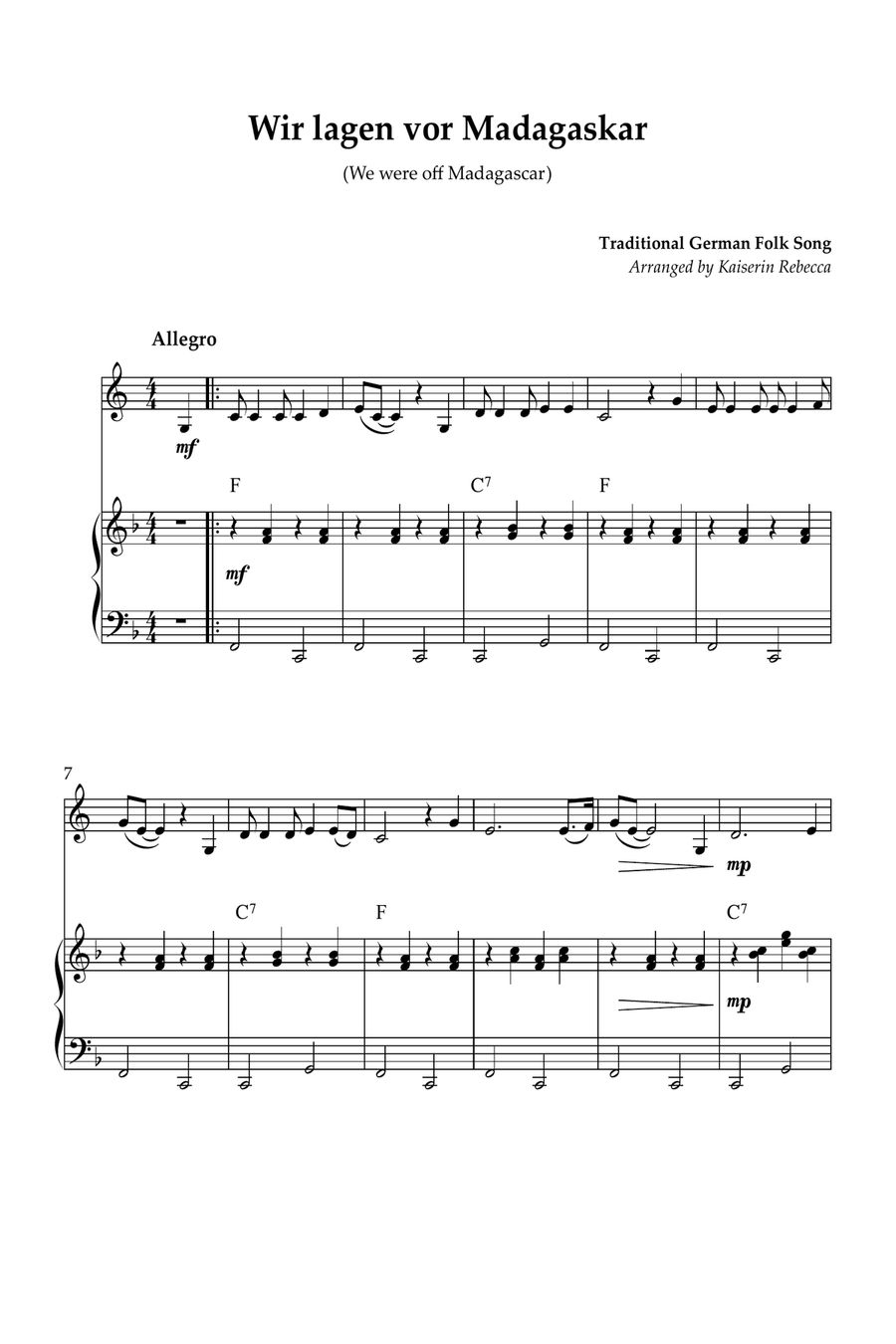 Wir lagen vor Madagaskar (We were off Madagascar) Horn scores gallery preview page 1